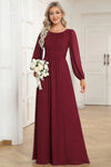 A-line Chiffon Floor Length Long Sleeves Bridesmaid Dress