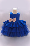 Sleeveless Sequined Tulle Tea Length Bateau Neck Dress With a Bow(s)