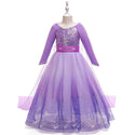 Floor Length Sequined Tulle Bateau Neck Long Sleeves Dress