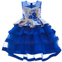 Applique Bateau Neck Sleeveless Tea Length Tulle Dress by Coco Melody