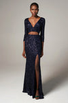 V-neck Floor Length Sheath Sequined Keyhole Sheath Dress