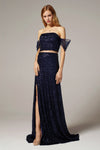 A-line Strapless Sleeveless Corset Waistline Floor Length Sequined Lace-Up Dress