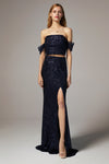 Strapless Corset Waistline Sleeveless Sheath Lace-Up Sequined Floor Length Sheath Dress