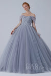 Strapless Tulle Sleeveless Lace-Up Corset Waistline Ball Gown Wedding Dress with a Court Train With a Bow(s)