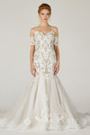 Sleeveless Mermaid Sweetheart Tulle Button Closure Beaded Applique Wedding Dress with a Court Train