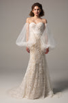 Sleeveless Lace-Up Applique Beaded Corset Waistline Mermaid Sweetheart Wedding Dress with a Court Train With a Sash