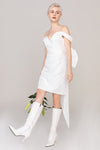 V-neck Above the Knee Sleeveless Sheath Taffeta Open-Back Sheath Dress/Wedding Dress With a Bow(s)