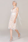 V-neck Sleeveless Above the Knee Applique Lace Sheath Sheath Dress/Wedding Dress