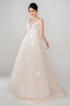 A-line Sweetheart Short Sleeves Sleeves Beaded Applique Wedding Dress with a Brush/Sweep Train