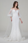 A-line Sweetheart Bell Sleeves Off the Shoulder Beaded Dress