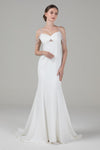 Open-Back Beaded Sleeveless Spaghetti Strap Mermaid Wedding Dress with a Court Train