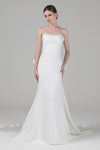 Spaghetti Strap Beaded Mermaid Wedding Dress With a Bow(s)