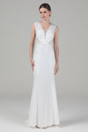 Applique Beaded Sleeveless Knit Mermaid Wedding Dress with a Brush/Sweep Train