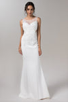 Knit Mermaid Applique Beaded Sleeveless Wedding Dress with a Brush/Sweep Train