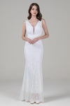 Sequined Mermaid Floor Length Sleeveless Wedding Dress