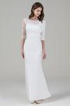 Beaded Applique Mermaid Floor Length Elbow Length Sleeves Knit Wedding Dress