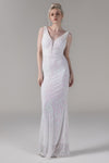 Floor Length Knit Mermaid Sleeveless Beaded Wedding Dress