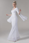 Bell Sleeves Sequined Mermaid Wedding Dress with a Brush/Sweep Train
