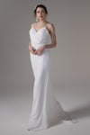 Sophisticated Sleeveless Spaghetti Strap Sheath Sheath Dress/Wedding Dress with a Court Train