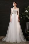 A-line Applique Wedding Dress with a Brush/Sweep Train