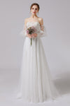 A-line Strapless Floor Length Sleeveless Beaded Wedding Dress