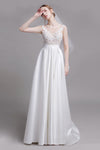 A-line Floor Length Applique Sleeveless Wedding Dress