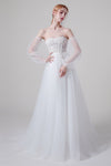 A-line Strapless Open-Back Applique Sleeveless Floor Length Wedding Dress