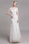 Lace Short Sleeves Sleeves Floor Length Sheath Sheath Dress/Wedding Dress