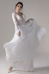 A-line V-neck Applique Long Sleeves Floor Length Wedding Dress