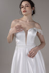 A-line Sleeveless Applique Wedding Dress with a Court Train