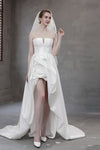 A-line Strapless Taffeta Sleeveless Wedding Dress with a Brush/Sweep Train