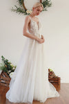 A-line V-neck Natural Waistline Wedding Dress