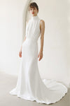 Sophisticated High-Neck Mermaid Wedding Dress with a Brush/Sweep Train