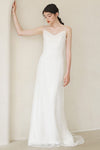 V-neck Lace Sheath Sequined Sleeveless Spaghetti Strap Sheath Dress/Wedding Dress with a Brush/Sweep Train