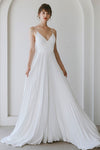 A-line Pleated Wedding Dress with a Chapel Train with a Brush/Sweep Train
