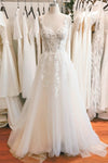 A-line Beaded Sleeveless Sweetheart Wedding Dress with a Brush/Sweep Train