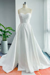 A-line Sleeveless Sweetheart Wedding Dress with a Court Train