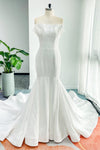 Strapless Sleeveless Taffeta Mermaid Wedding Dress with a Court Train