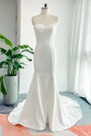 Corset Waistline Lace-Up Sweetheart Sleeveless Satin Mermaid Wedding Dress with a Court Train