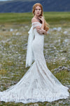 Sleeveless Applique Lace Mermaid Sweetheart Wedding Dress with a Court Train With a Sash