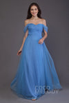 Sheath Off the Shoulder Sleeveless Tulle Floor Length Sheath Dress/Bridesmaid Dress