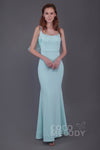 Side Zipper Applique Sequined Knit Sleeveless Spaghetti Strap Mermaid Floor Length Bridesmaid Dress With a Bow(s) and a Sash