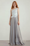 A-line One Shoulder Sleeveless Side Zipper Bridesmaid Dress with a Brush/Sweep Train