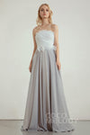 A-line Strapless Sleeveless Side Zipper Bridesmaid Dress with a Brush/Sweep Train