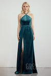 Sheath Sleeveless Halter Sheath Dress/Bridesmaid Dress with a Brush/Sweep Train With a Sash and Pearls by Coco Melody
