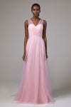 A-line V-neck Sleeveless Bridesmaid Dress With a Sash by Coco Melody