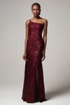 One Shoulder Sleeveless Sequined Mermaid Dress with a Brush/Sweep Train