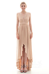 High-Low-Hem Knit Sleeveless Draped Asymmetric Bridesmaid Dress