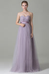 Tulle Sleeveless Floor Length Sheath Sheath Dress/Bridesmaid Dress With a Sash