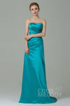 Strapless Lace-Up Corset Waistline Satin Sleeveless Sheath Sheath Dress/Bridesmaid Dress with a Brush/Sweep Train